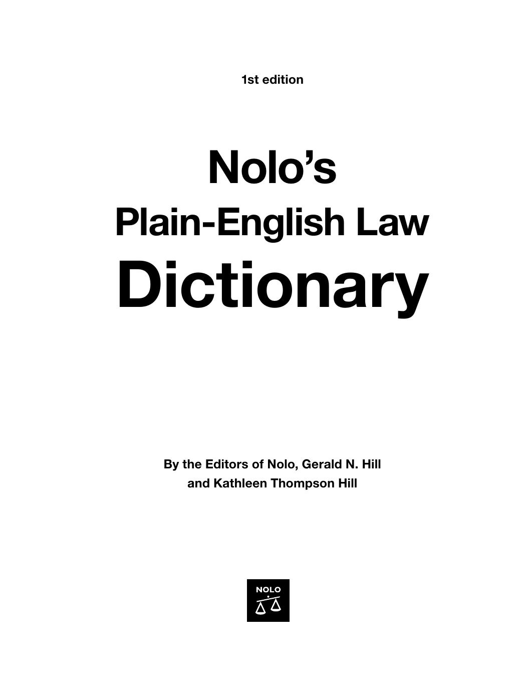Nolo's Plain-English Law Dictionary