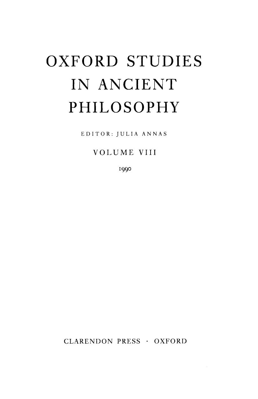 Oxford Studies in Ancient Philosophy - Volume 8