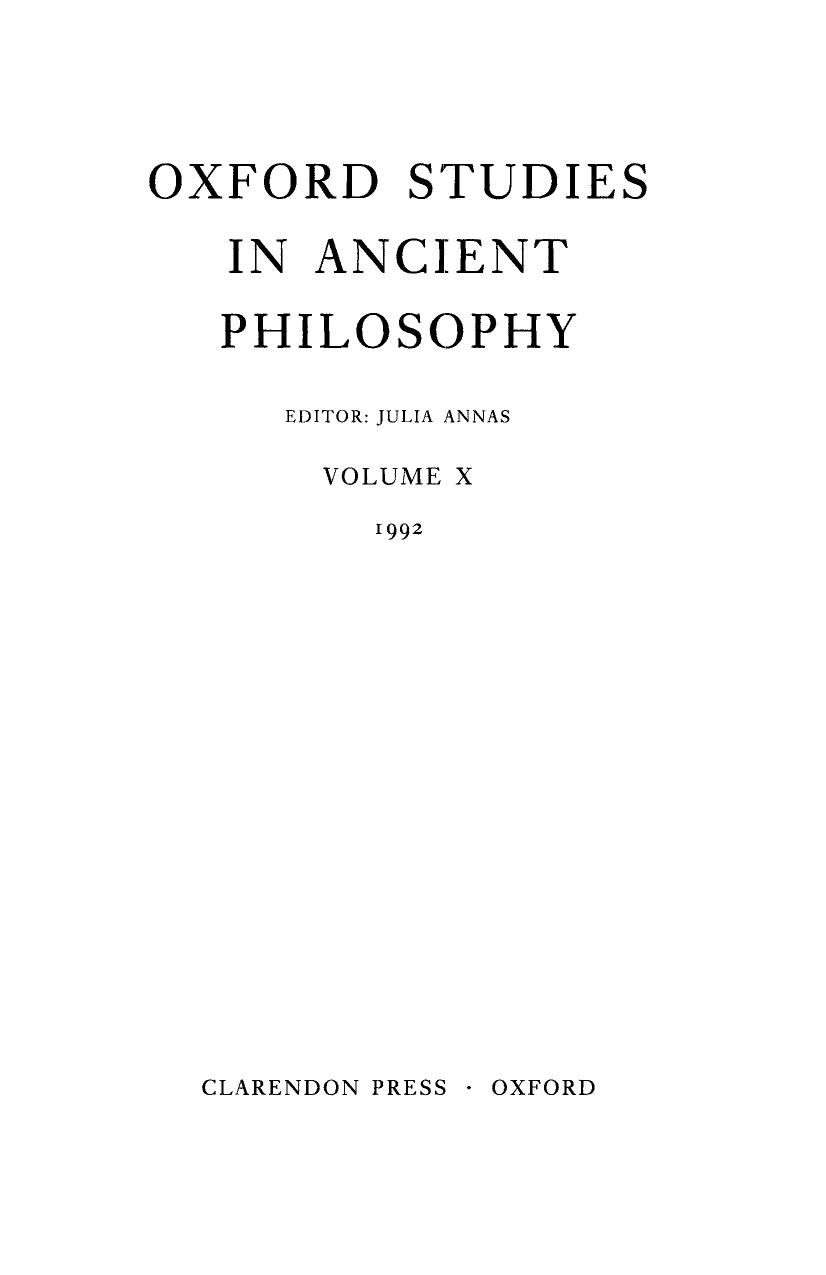 Oxford Studies in Ancient Philosophy - Volume 10