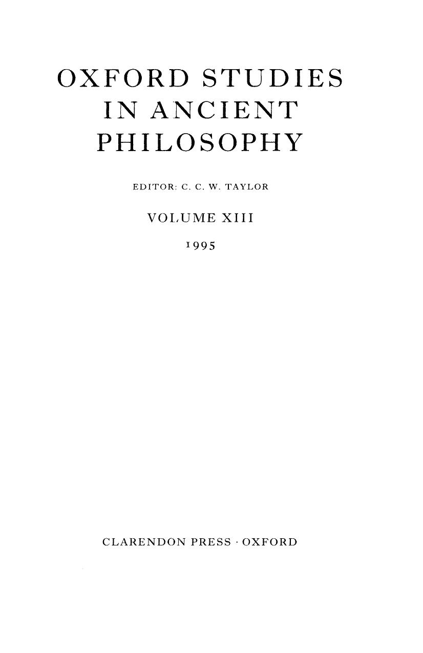 Oxford Studies in Ancient Philosophy - Volume 8