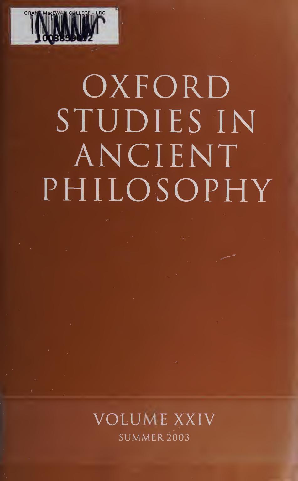 Oxford Studies in Ancient Philosophy - Volume 24