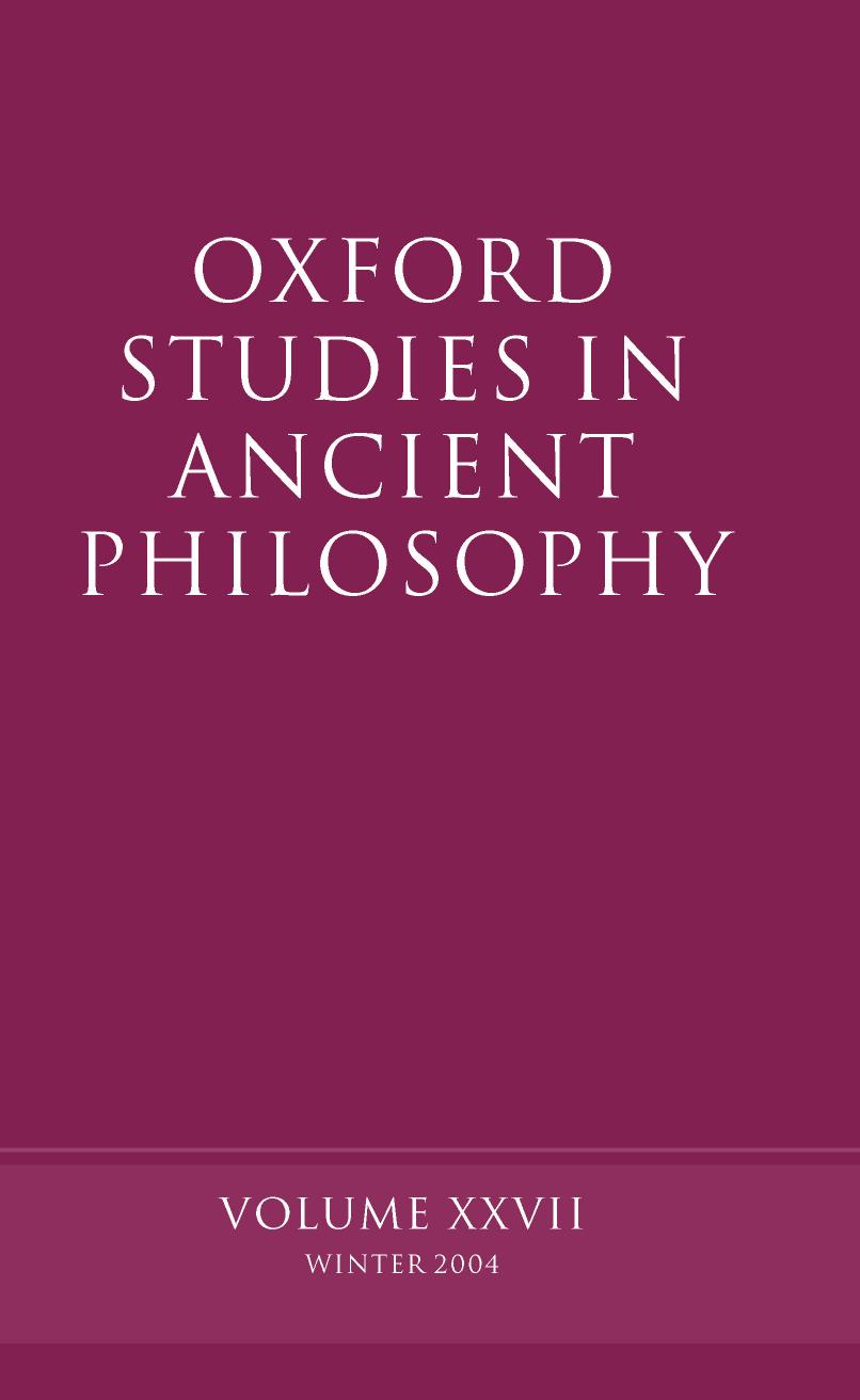 Oxford Studies in Ancient Philosophy - Volume 27