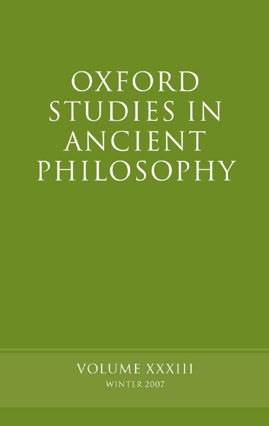 Oxford Studies in Ancient Philosophy - Volume 33