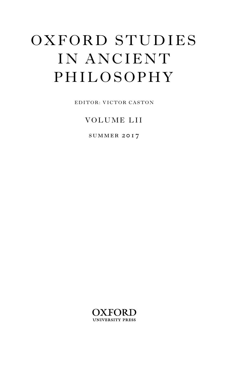 Oxford Studies in Ancient Philosophy - Volume 52