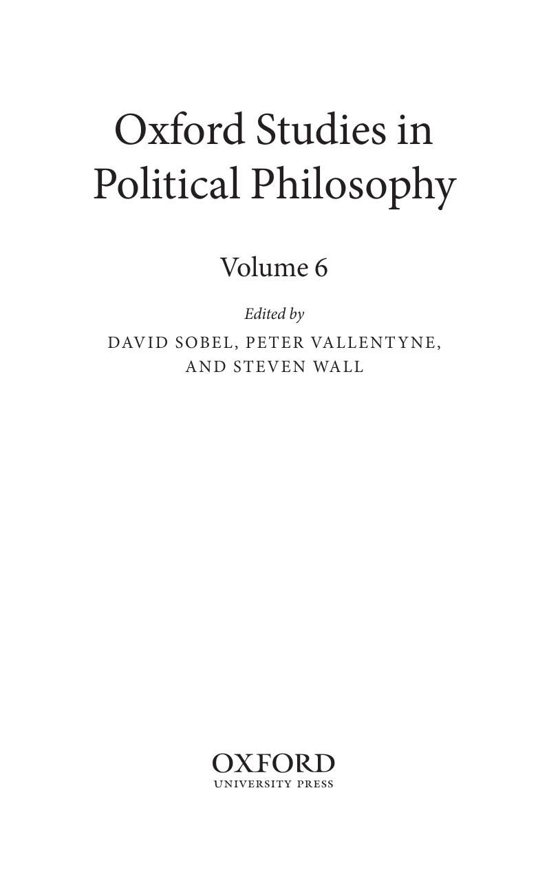 Oxford Studies in Political Philosophy - Volume 6