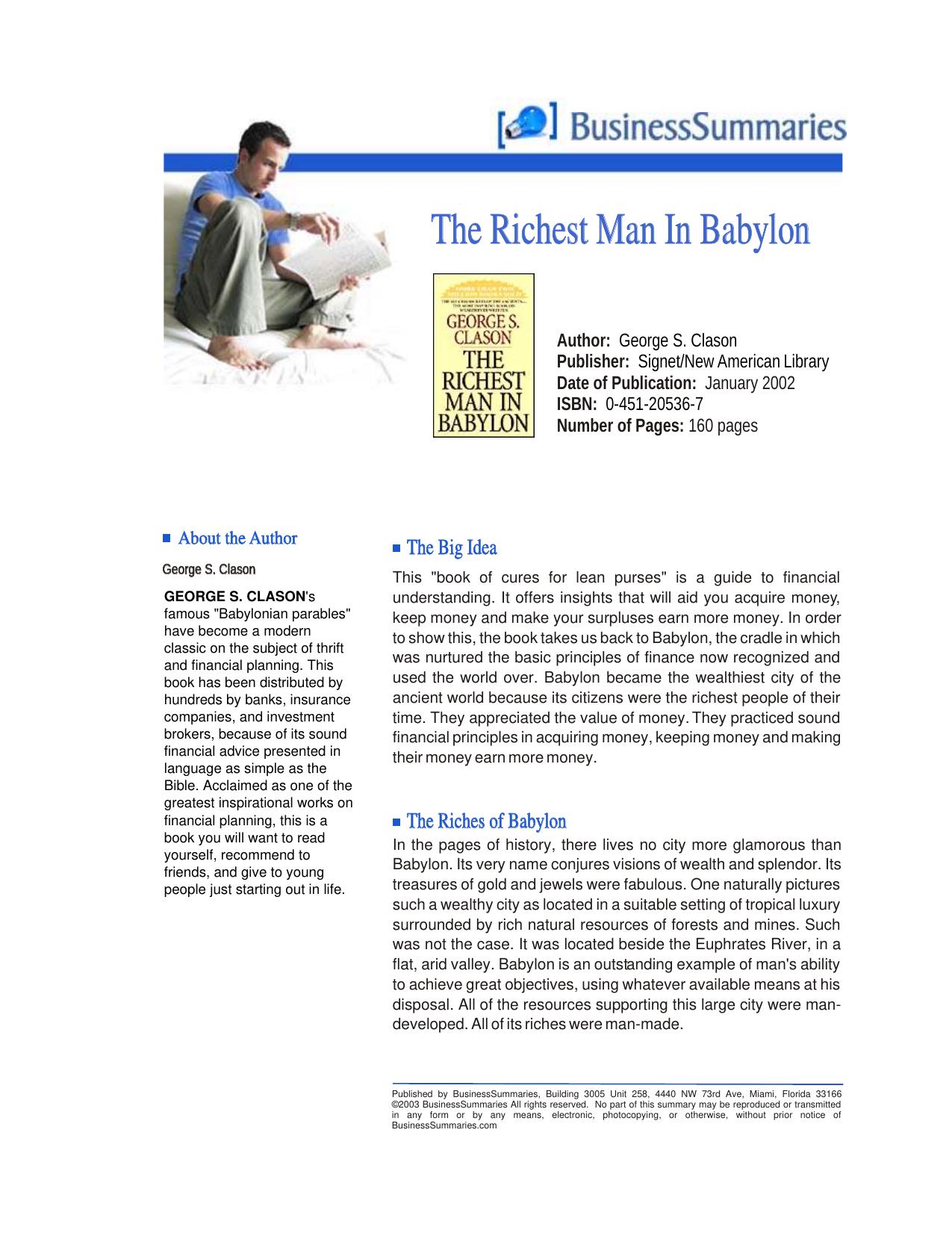 The Richest Man in Babylon - Summary