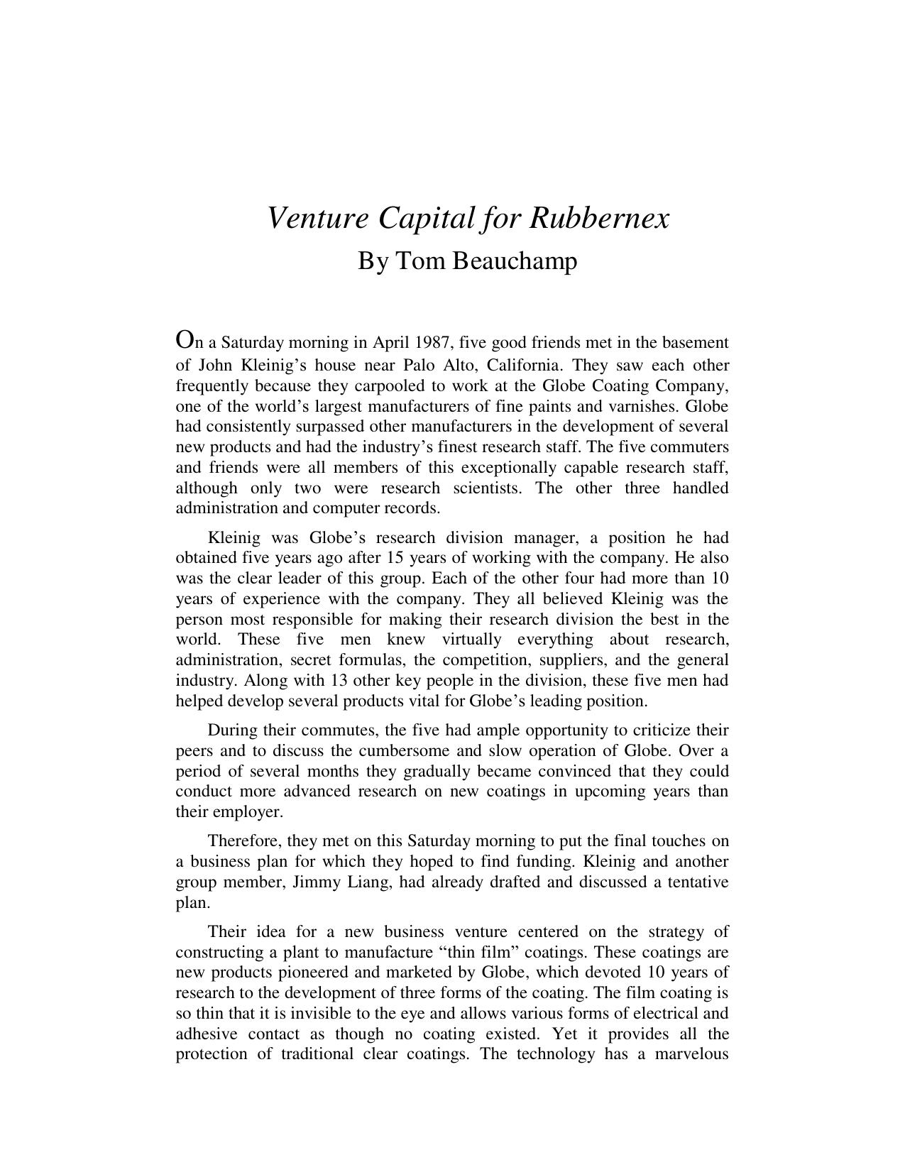 Venture Capital for Rubbernes
