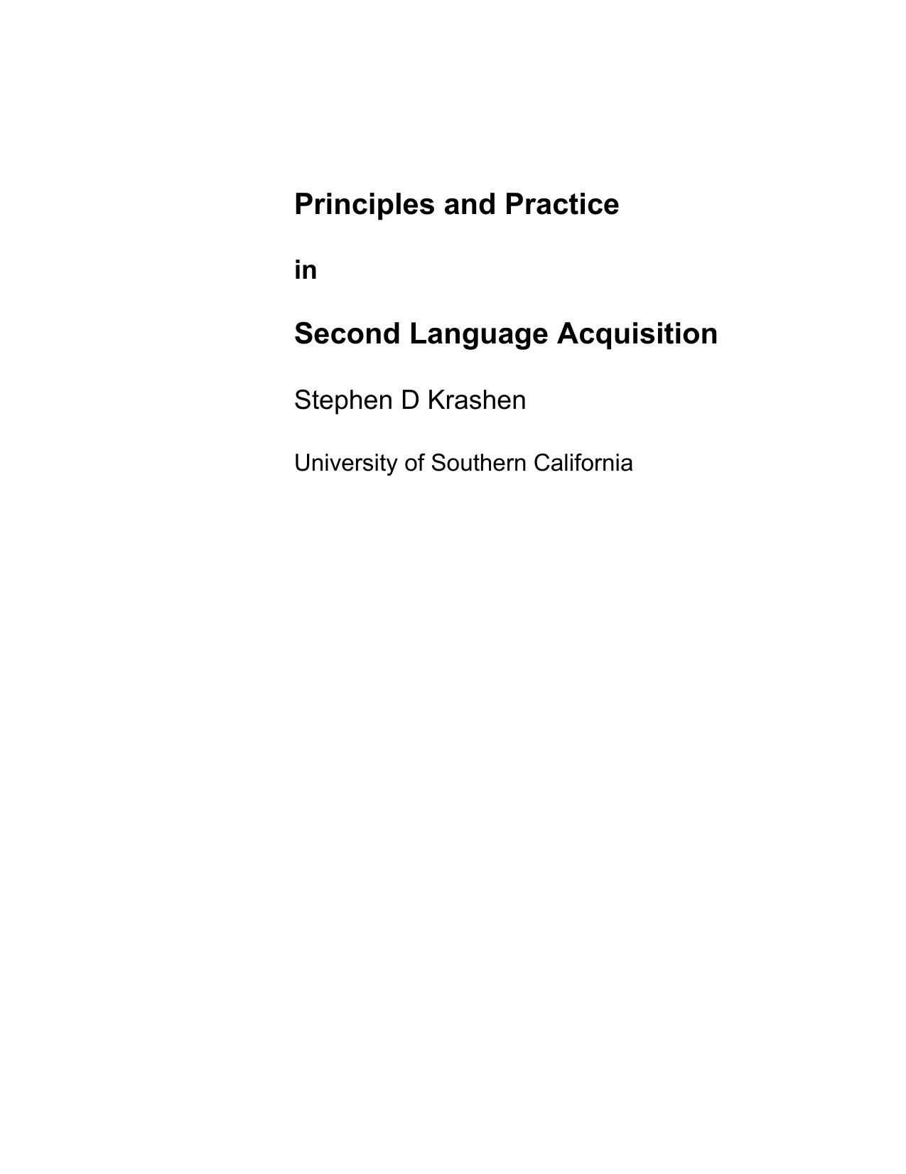 Principles and Practice in Second Language Acquisition (Language Teaching Methodology) by Stephen D. Krashen