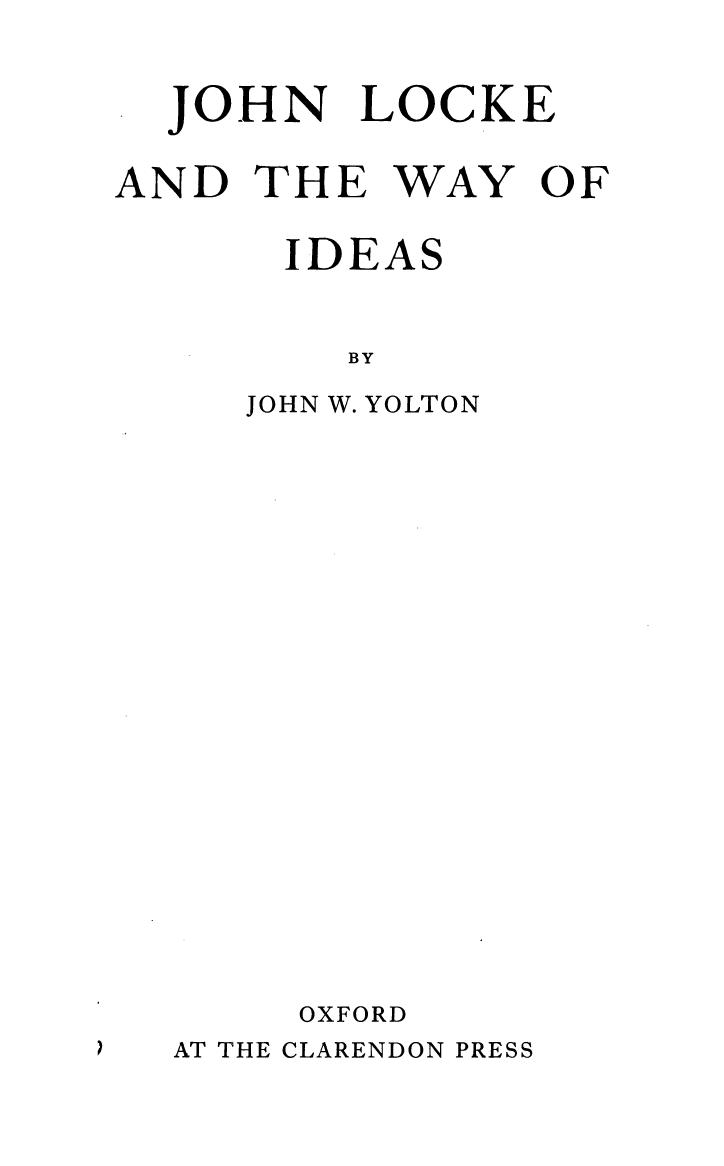 John Locke and the Way of Ideas