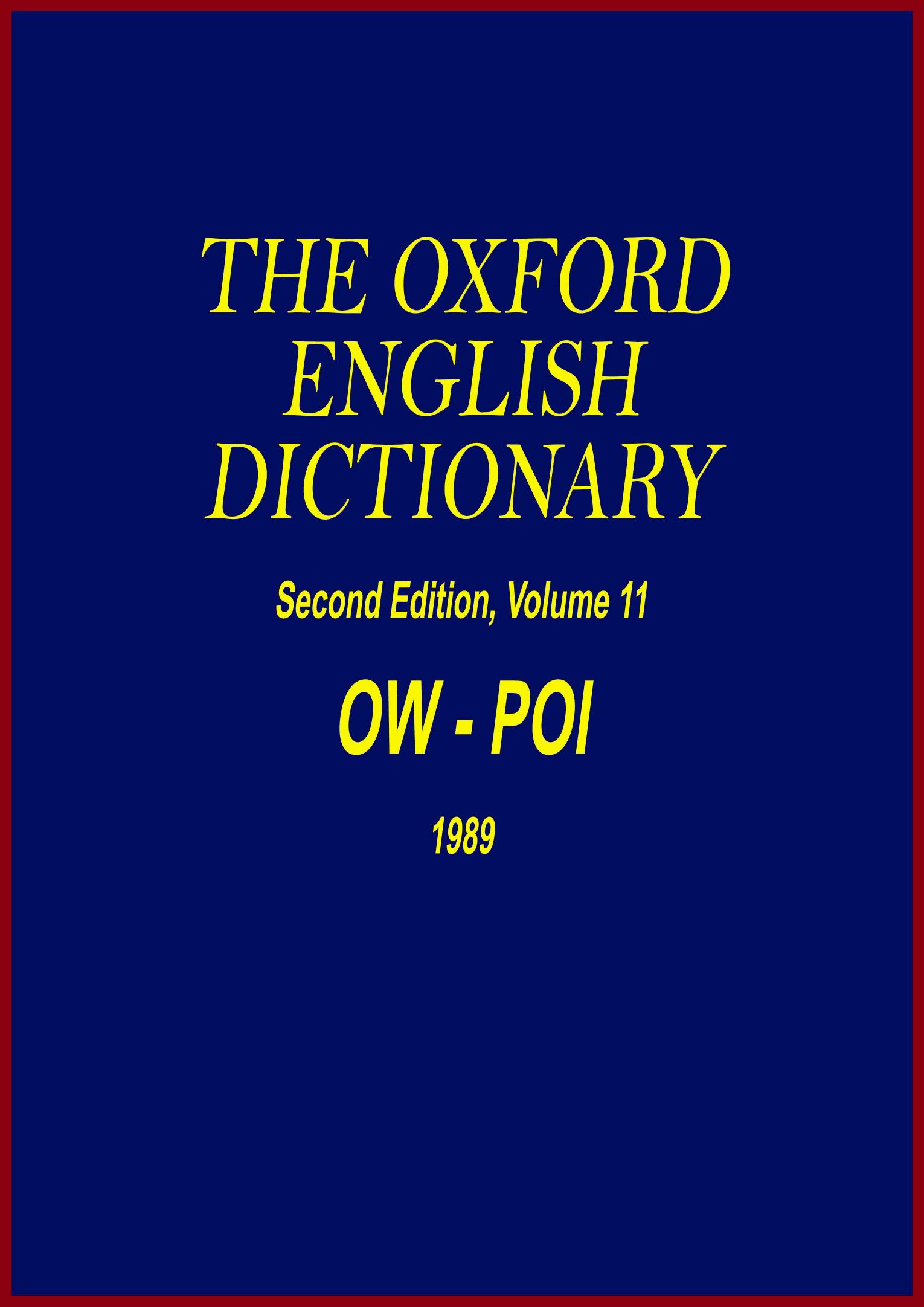 The Oxford English Dictionary - OW-POI