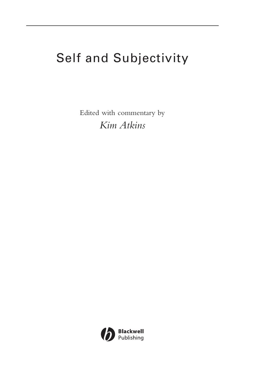 Self and Subjectivity (Blackwell Readings in Continental Philosophy)