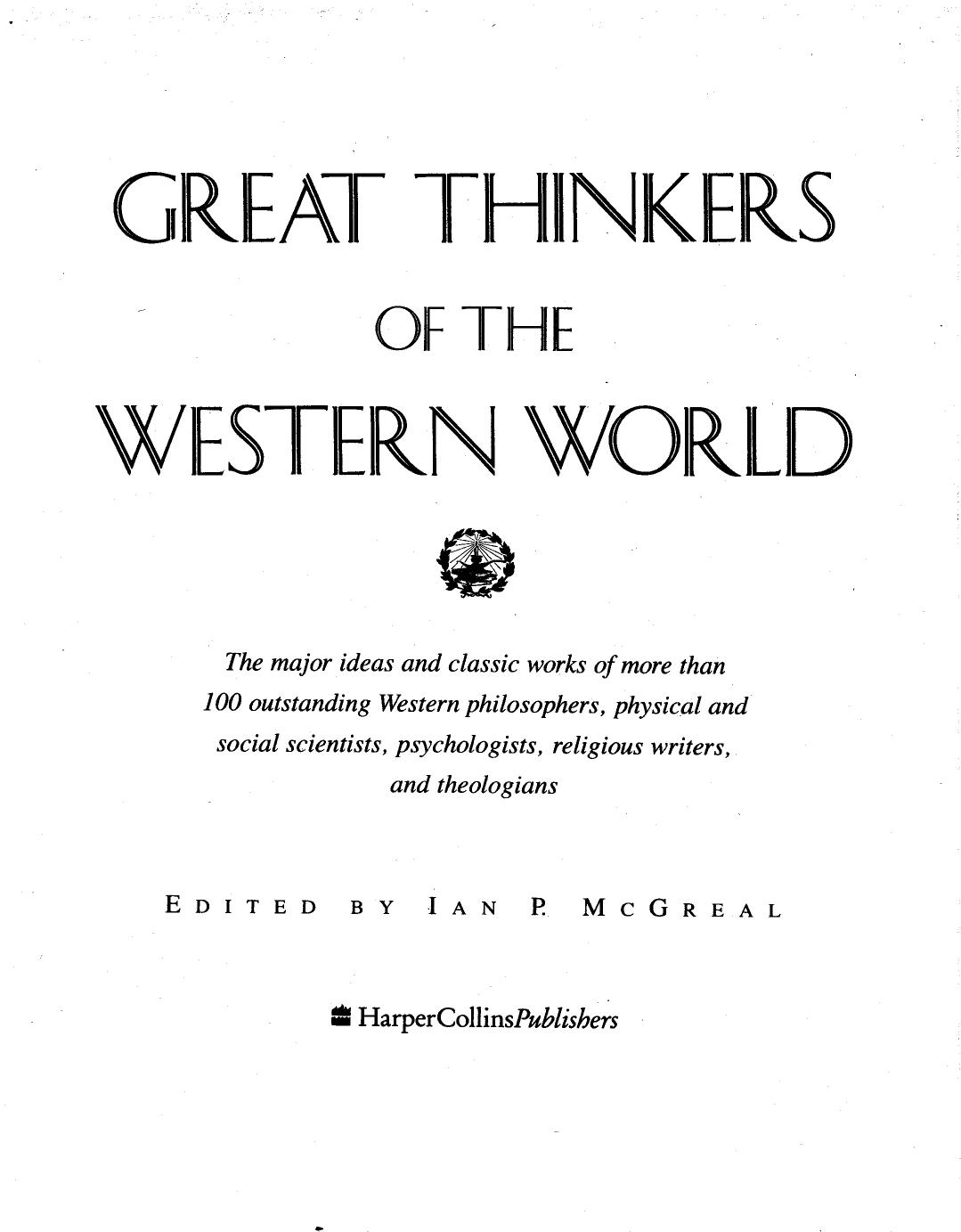 Great Thinkers of the Western World
