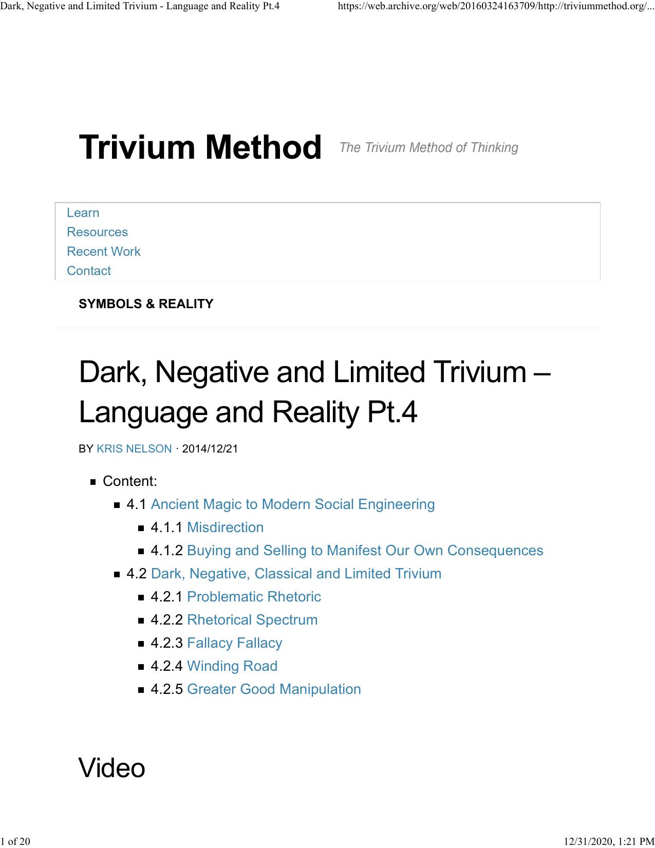 Dark, Negative and Limited Trivium - Language and Reality Pt.4