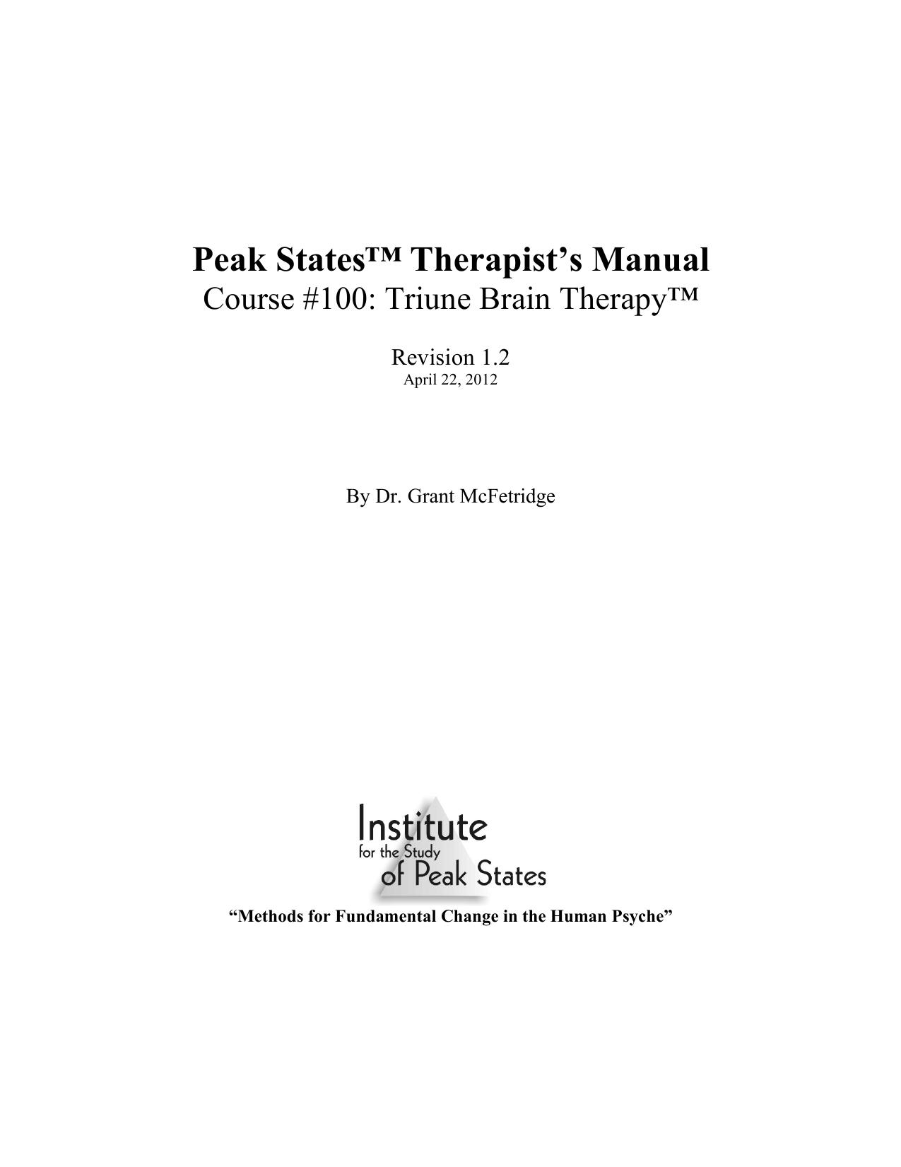eak States Therapist’s Manual: Triune Brain Therapy, rev 1.2