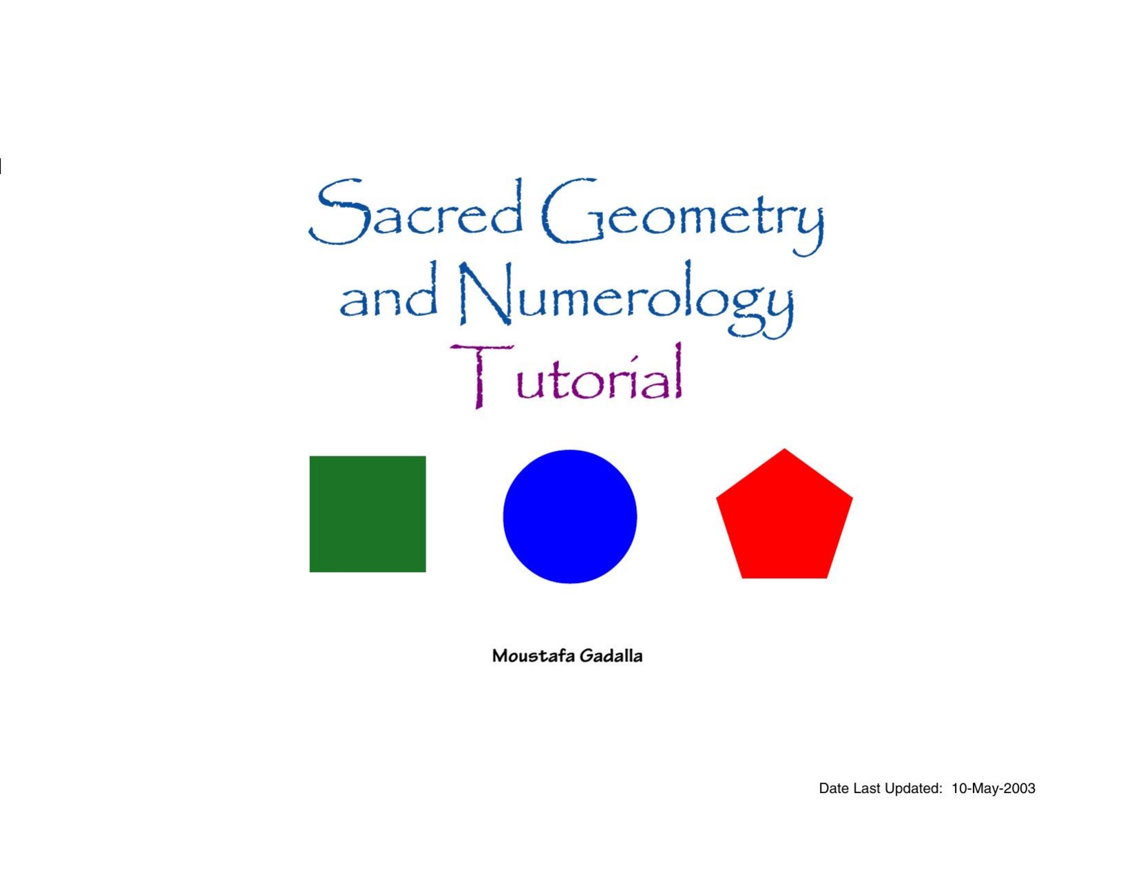 Sacred Geometry and Numerology