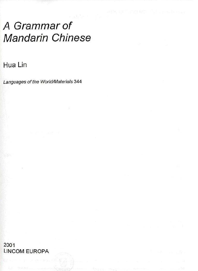 A Grammar of Mandarin Chinese