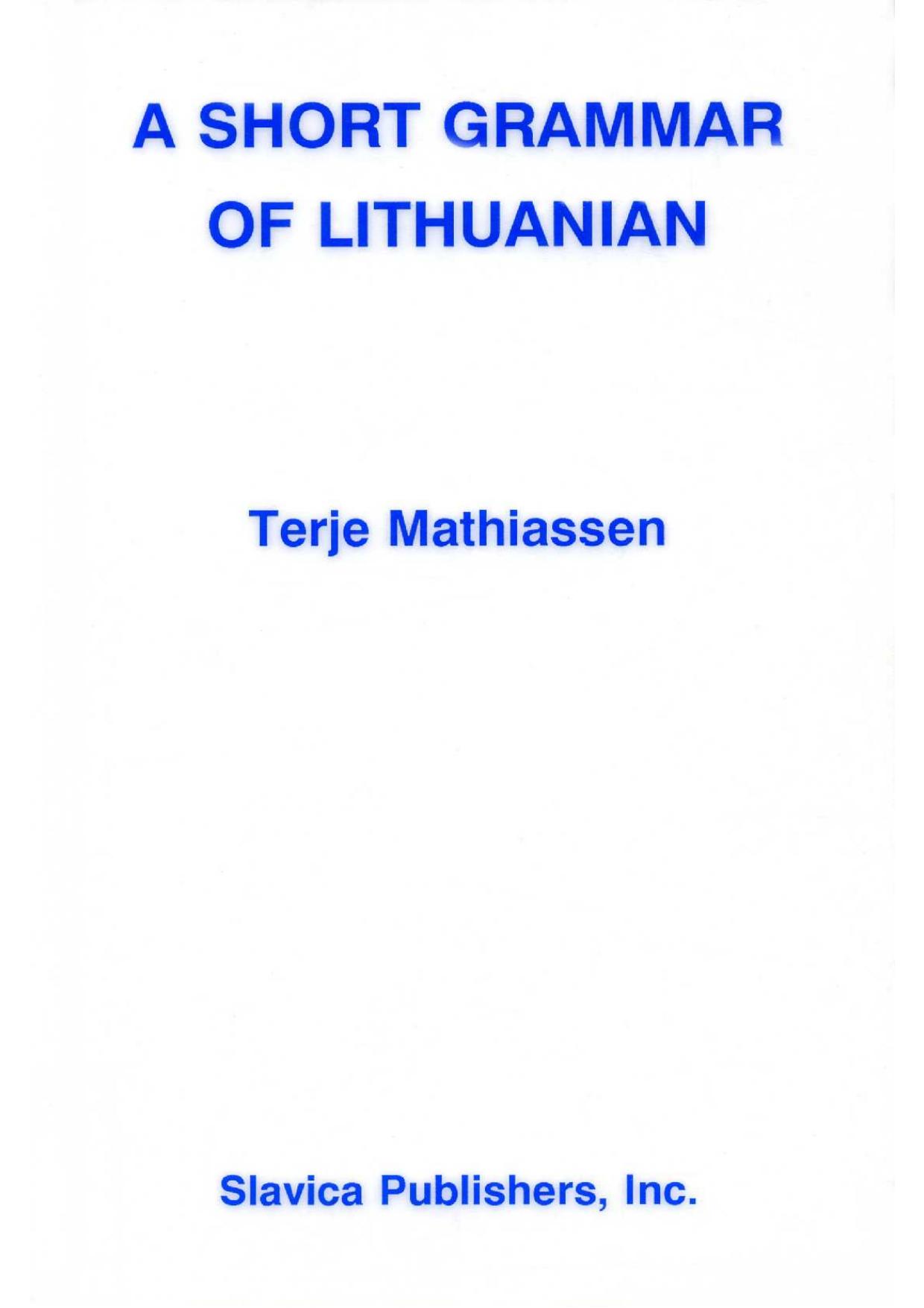 A Short Grammar of Lithuanian