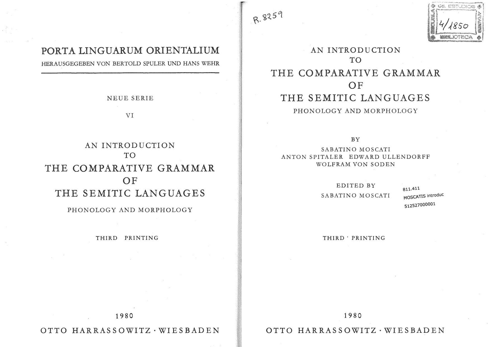 An Introduction to the Comparative Grammar of the Semitic Languages Phonology and Morphology (Porta Linguarum Orientalium)