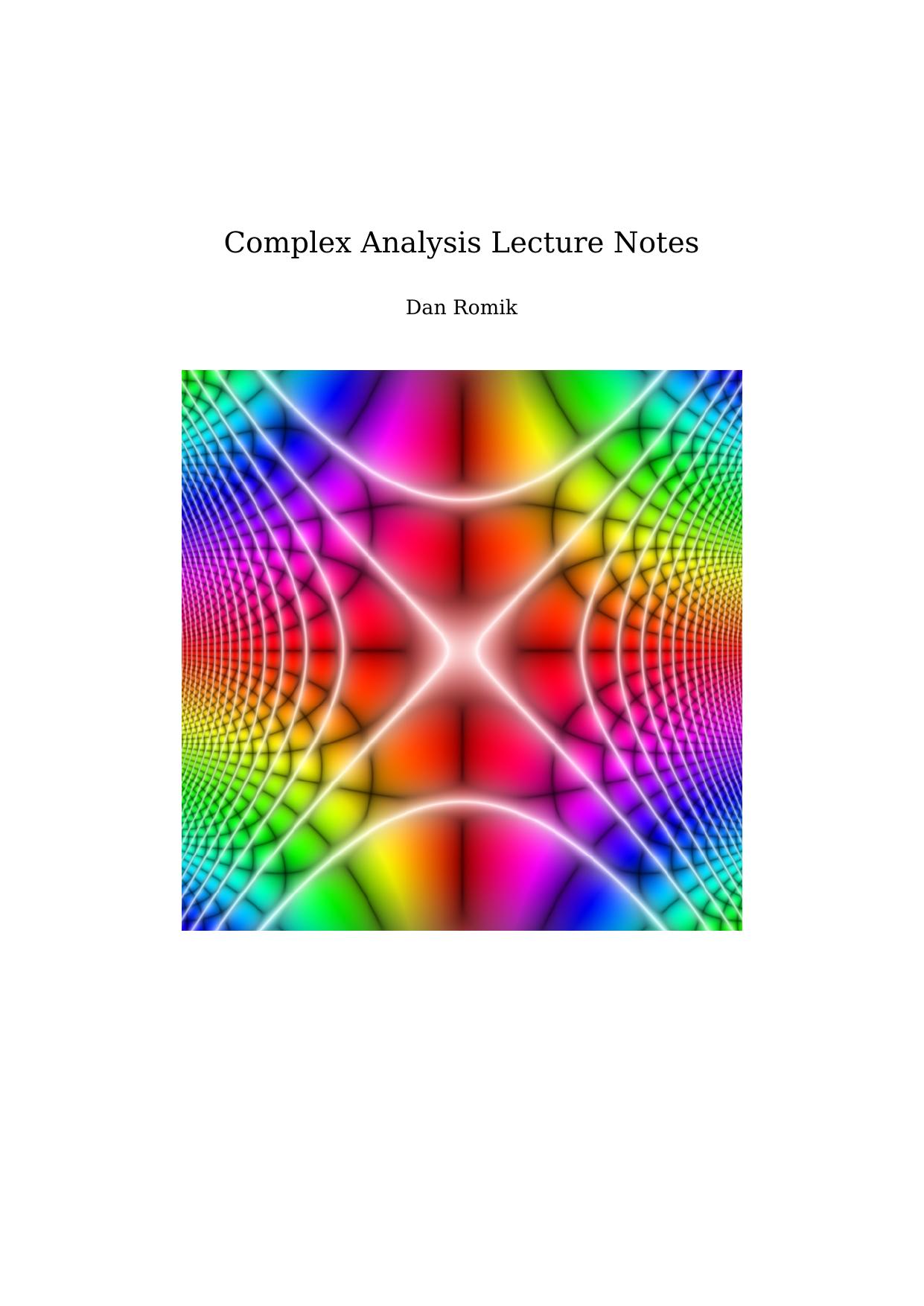 Complex Analysis Lecture Notes