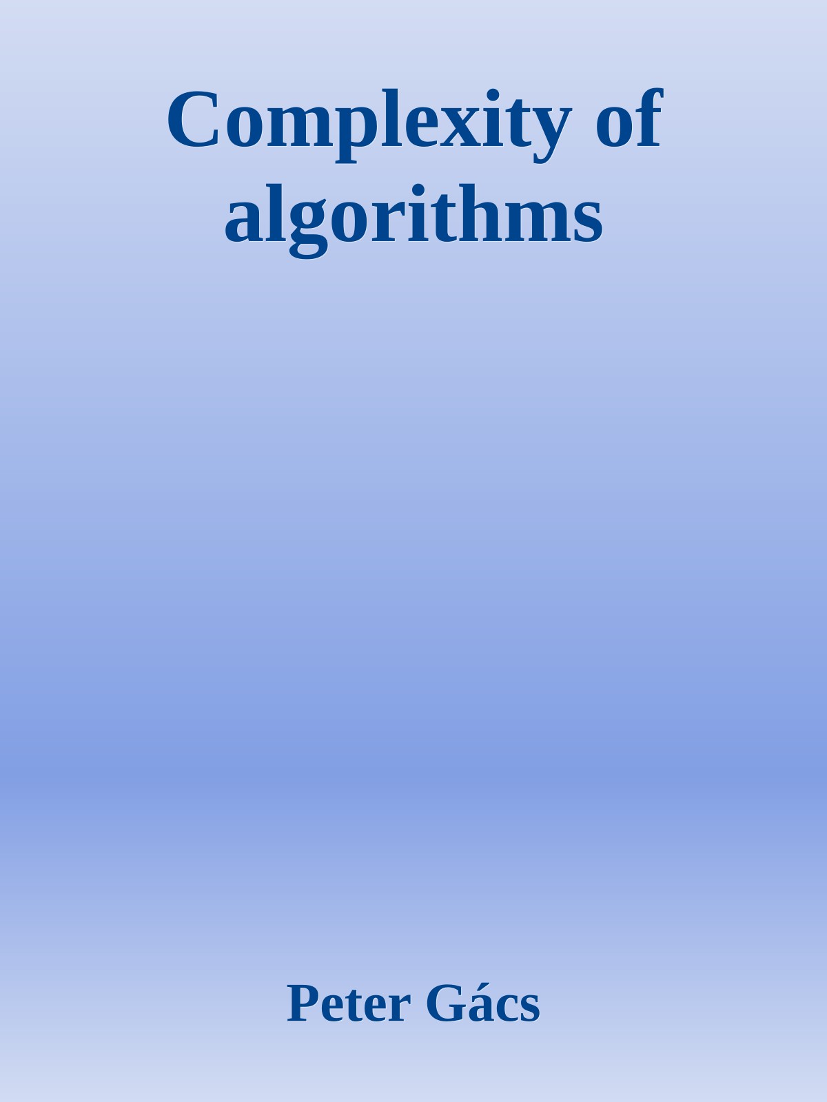 Complexity of algorithms