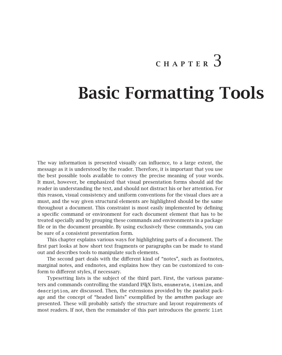 LaTeX - Basic Formatting Tools - Chapter 3