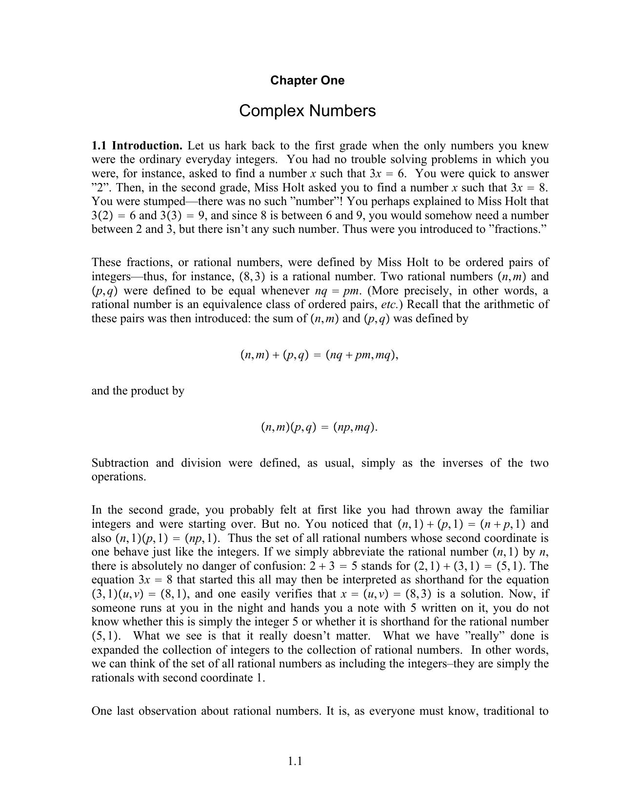 Complex Numbers - Chapter 1