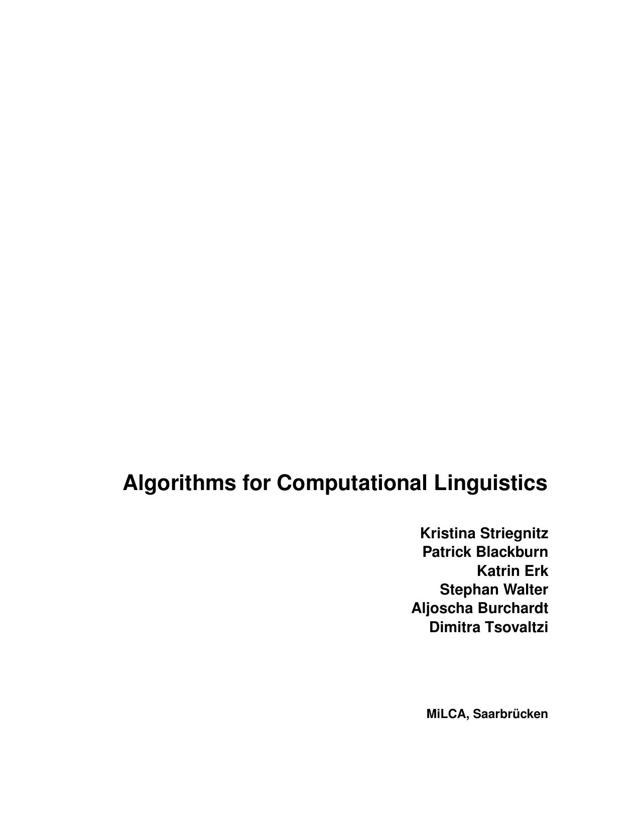 Algorithms for computational linguistics