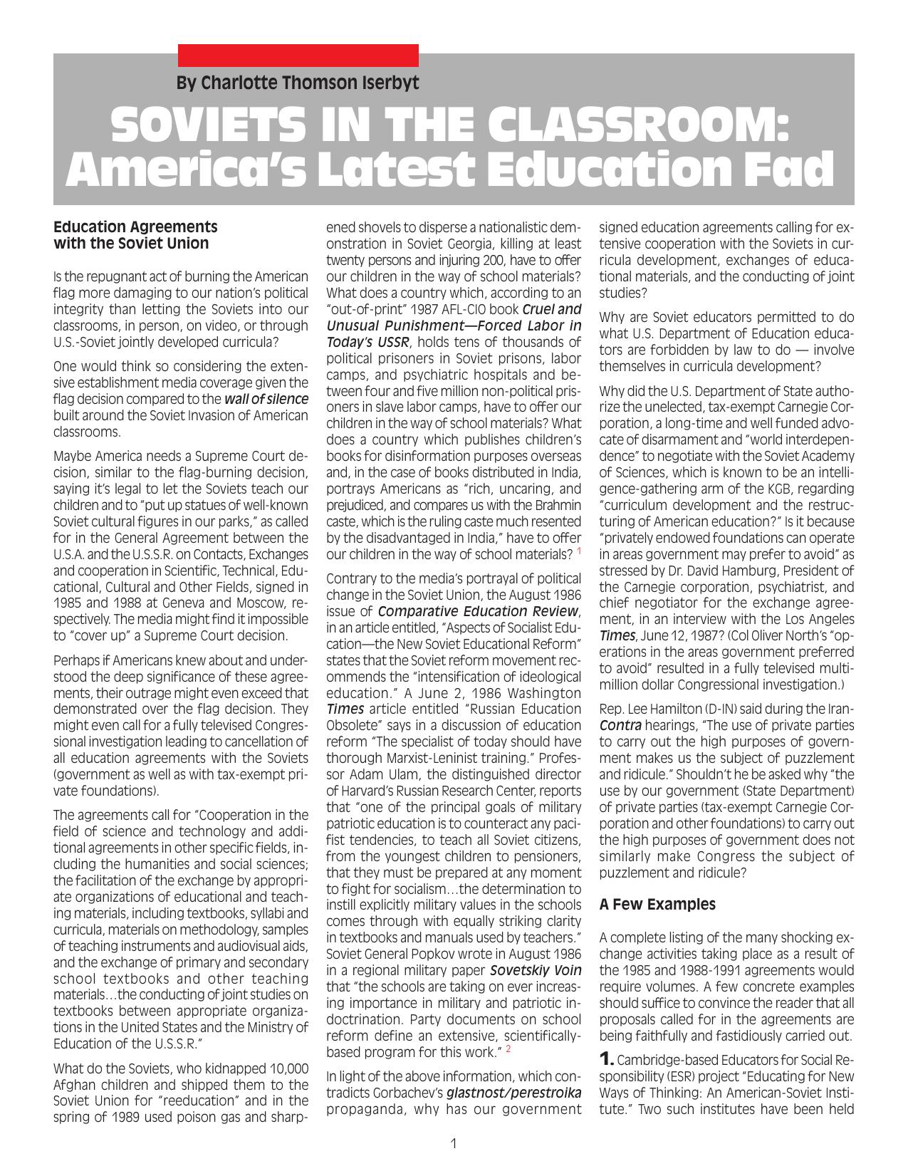 Soviets in the Classroom - America's Latest Education Fad