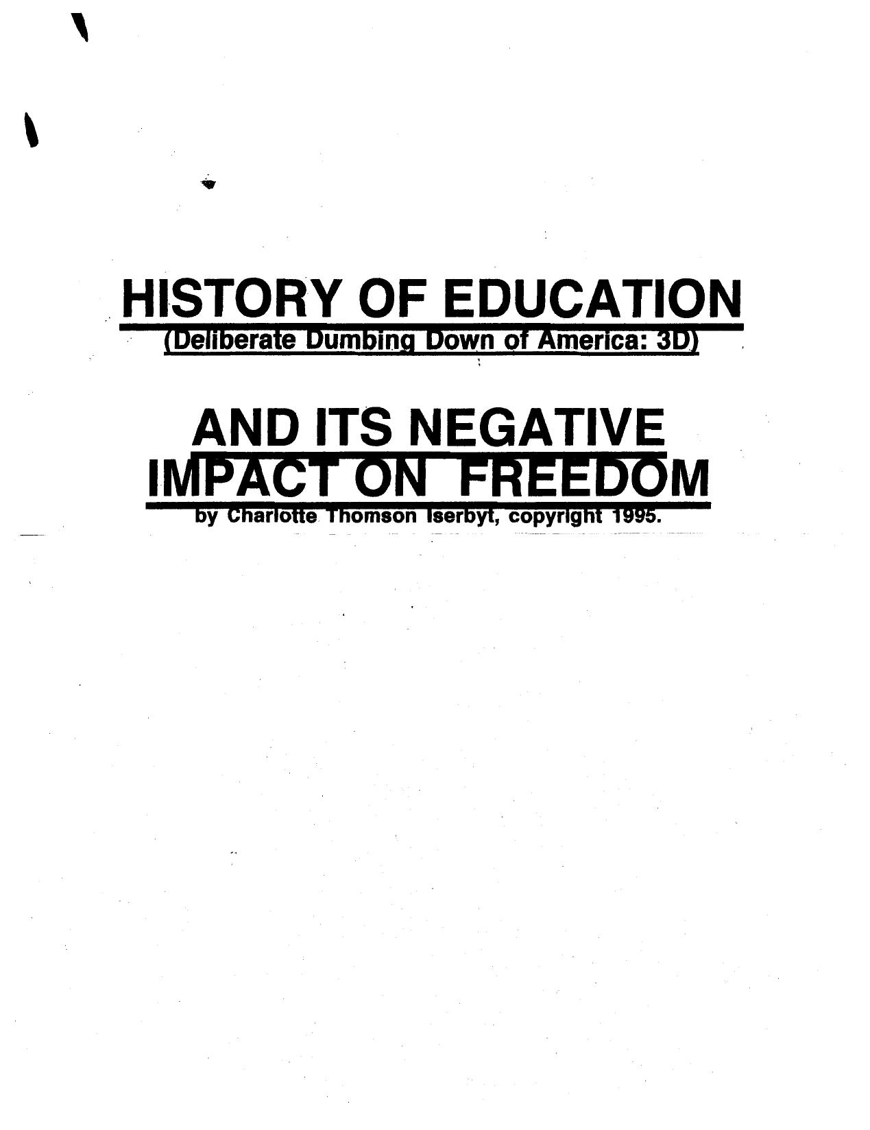 History Of Education And Its Negative Impact On Freedom