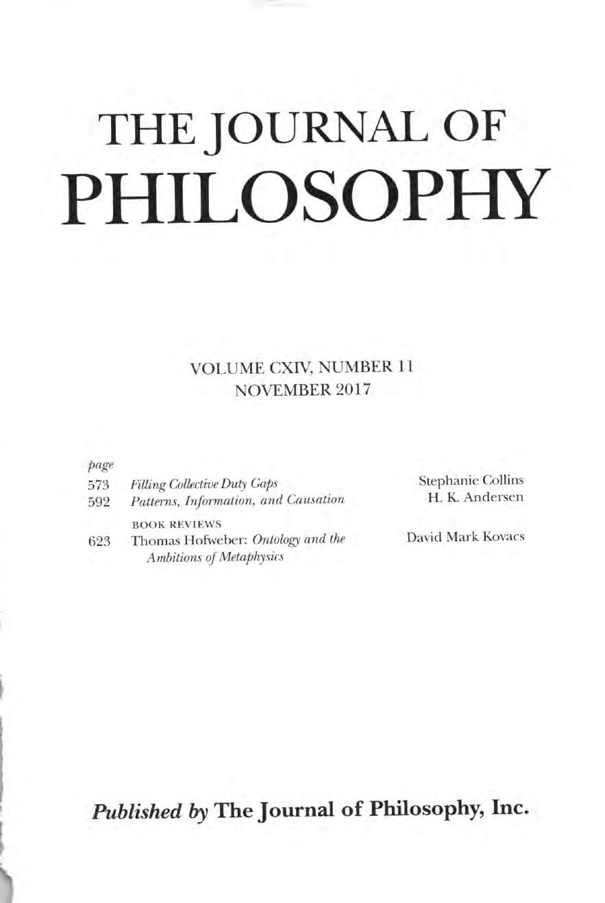 The Journal of Philosophy - Volume CXIV, Number 11 - November 2017