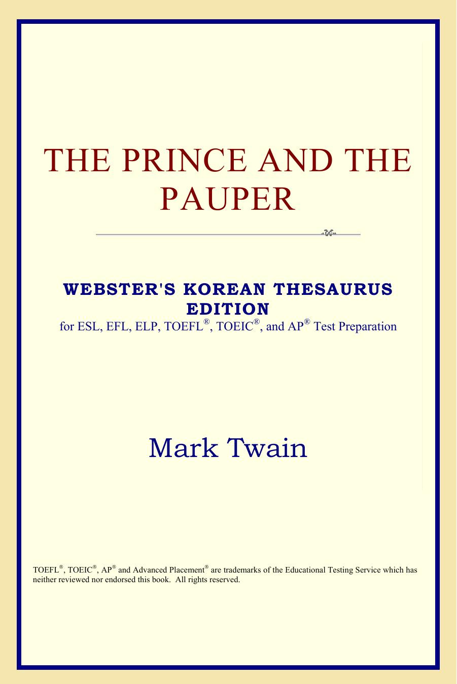 The Prince and the Pauper (Websters Korean Thesaurus Edition)