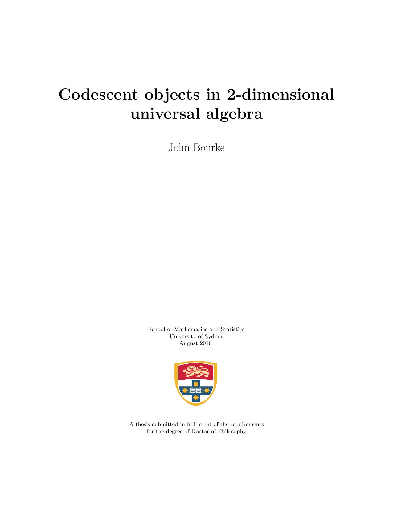 Codescent objects in 2-dimensional universal algebra