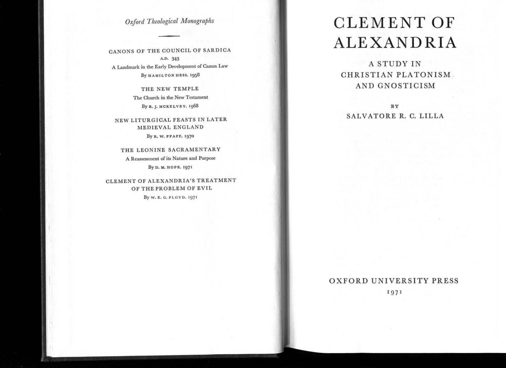 Clement of Alexandria. A Study in Christian Platonism and Gnosticism