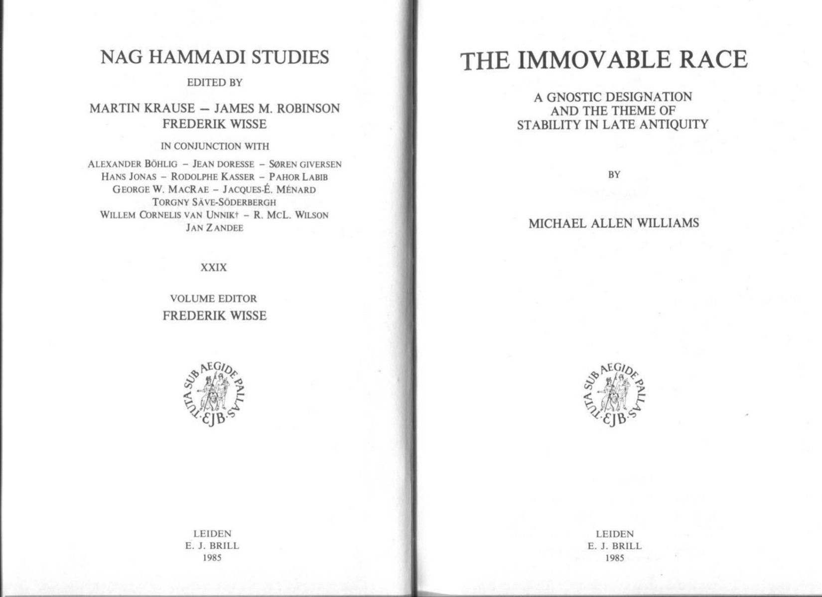 The Immovable Race - A Gnostic Designation and the Theme of Stability in Late Antiquity (Michael A. Williams)9789004075979