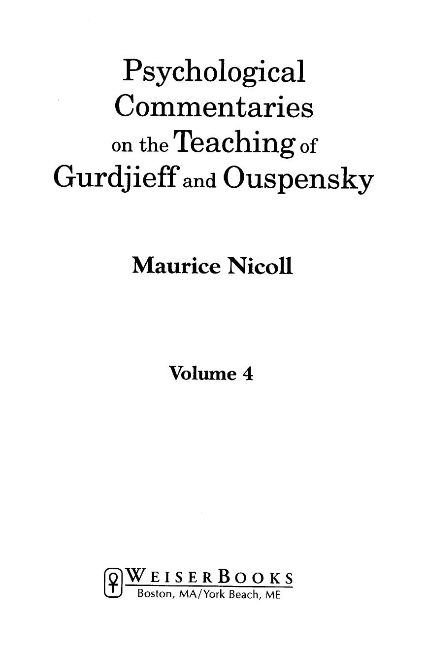 Psychological Commentaries on the Teaching of Gurdjieff and Ouspensky - Volume 4