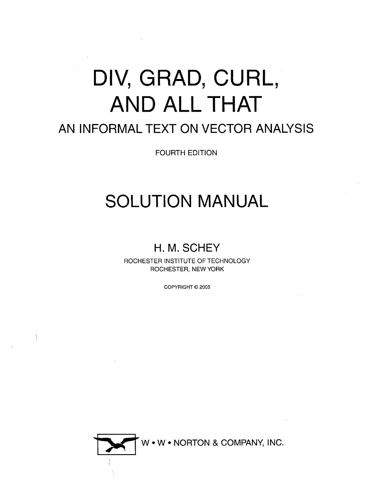 Solution Manual for Div Grad Curl and All That 4th Edition