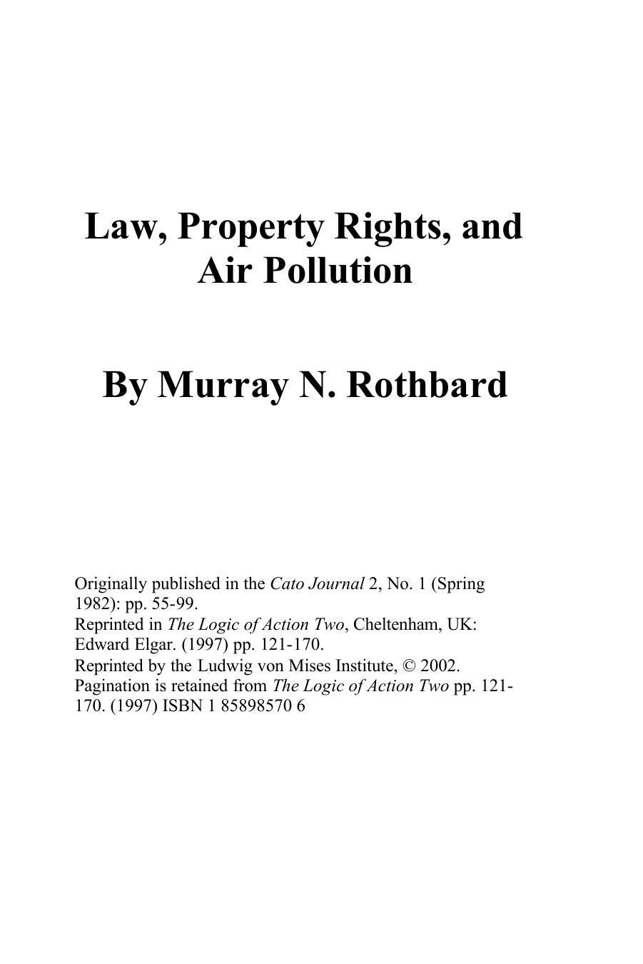Law, Property Rights, and Air Pollution - Article