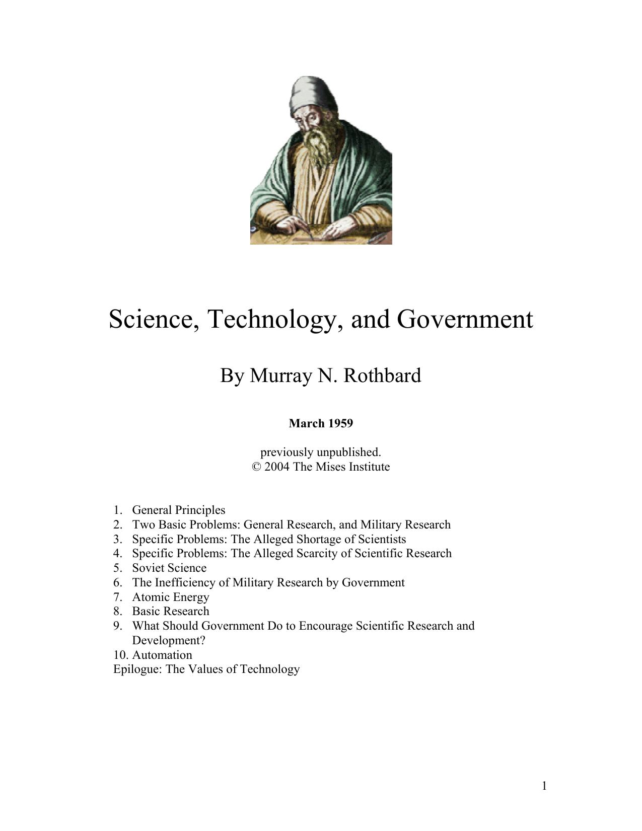 Science, Technology, and Government - Essay