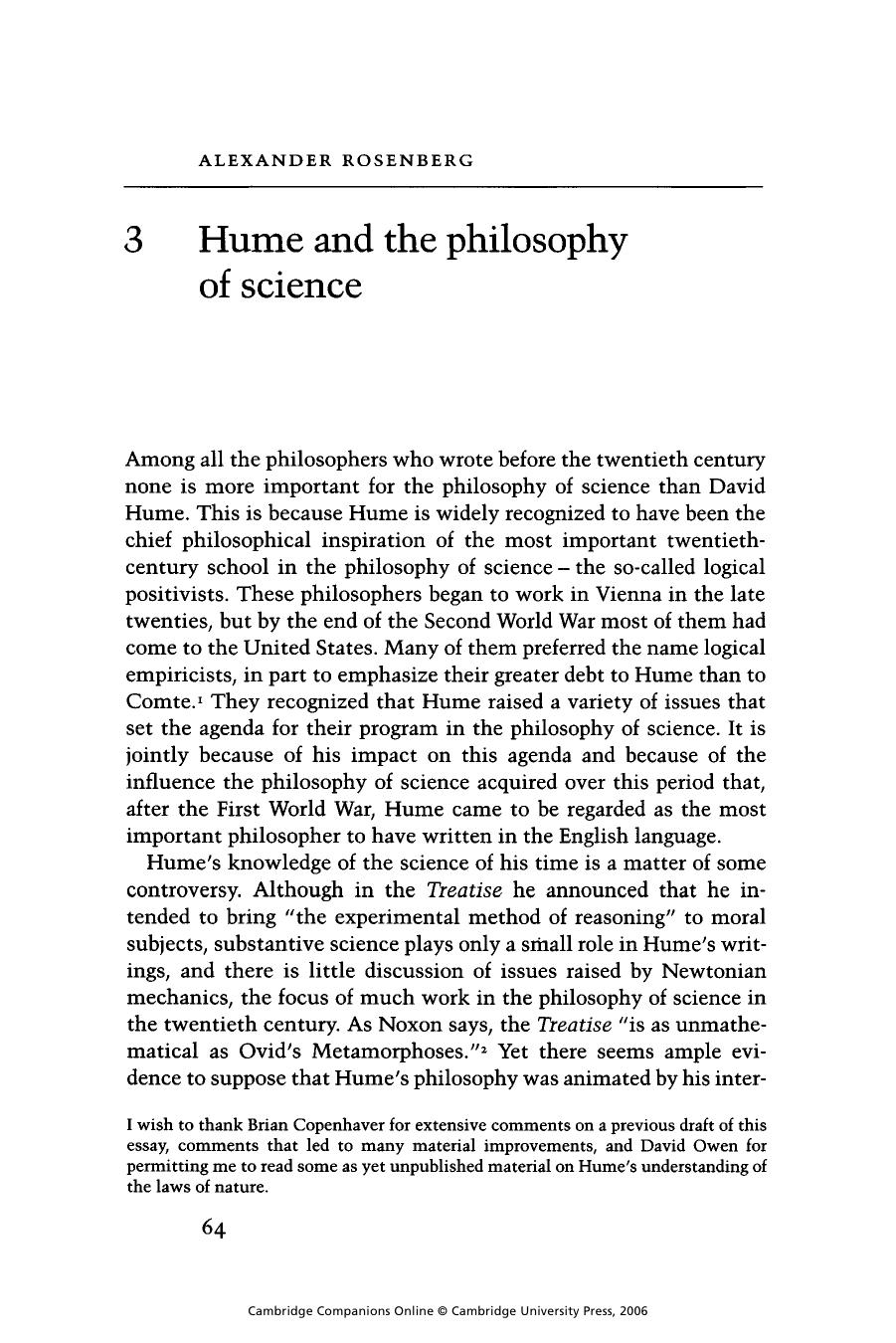 Hume and the philosophy of science - Paper
