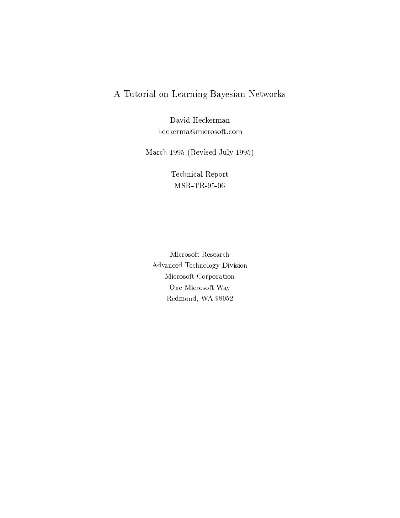 A Tutorial on Learning Bayesian Networks - Paper