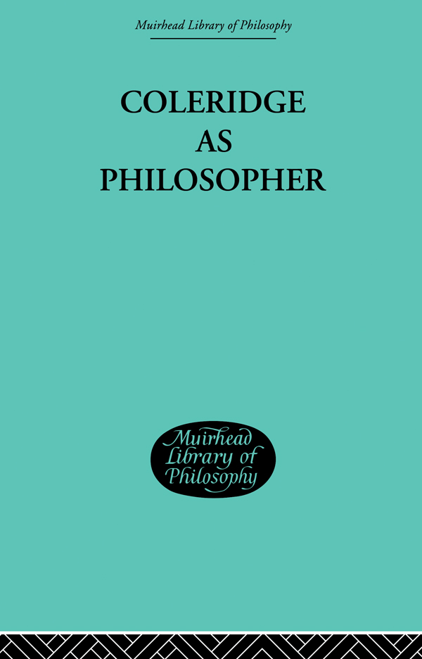 Coleridge as Philosopher