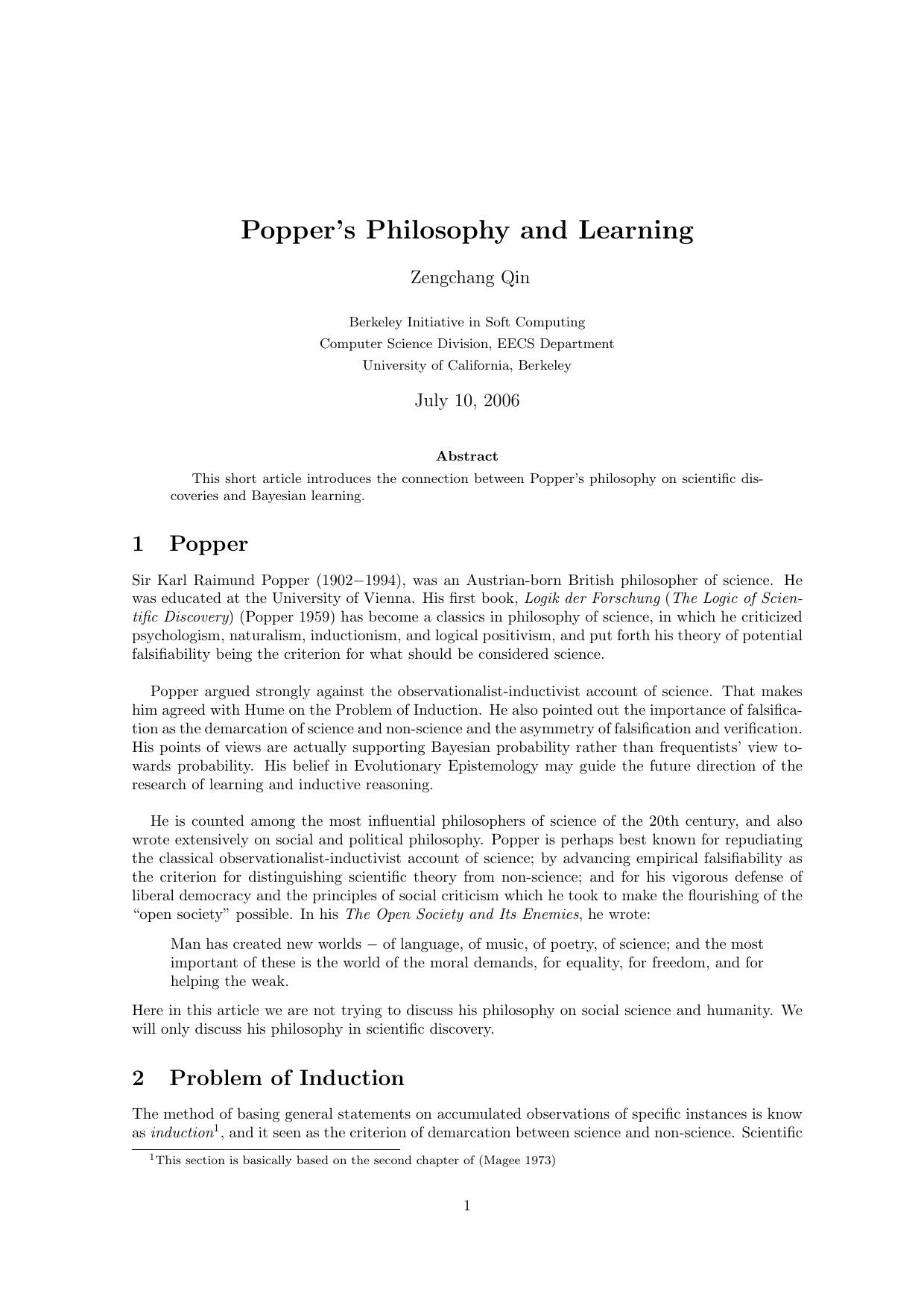 Popper’s Philosophy and Learning - Article