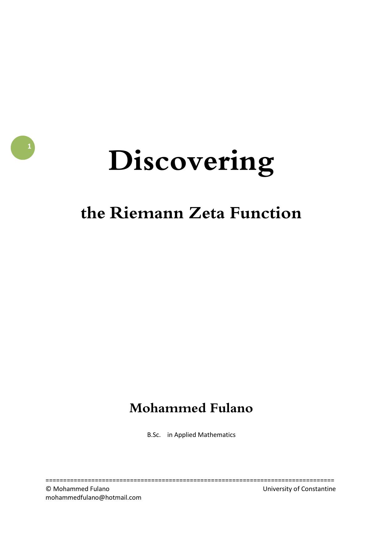 Discovering the Riemann Zeta Function