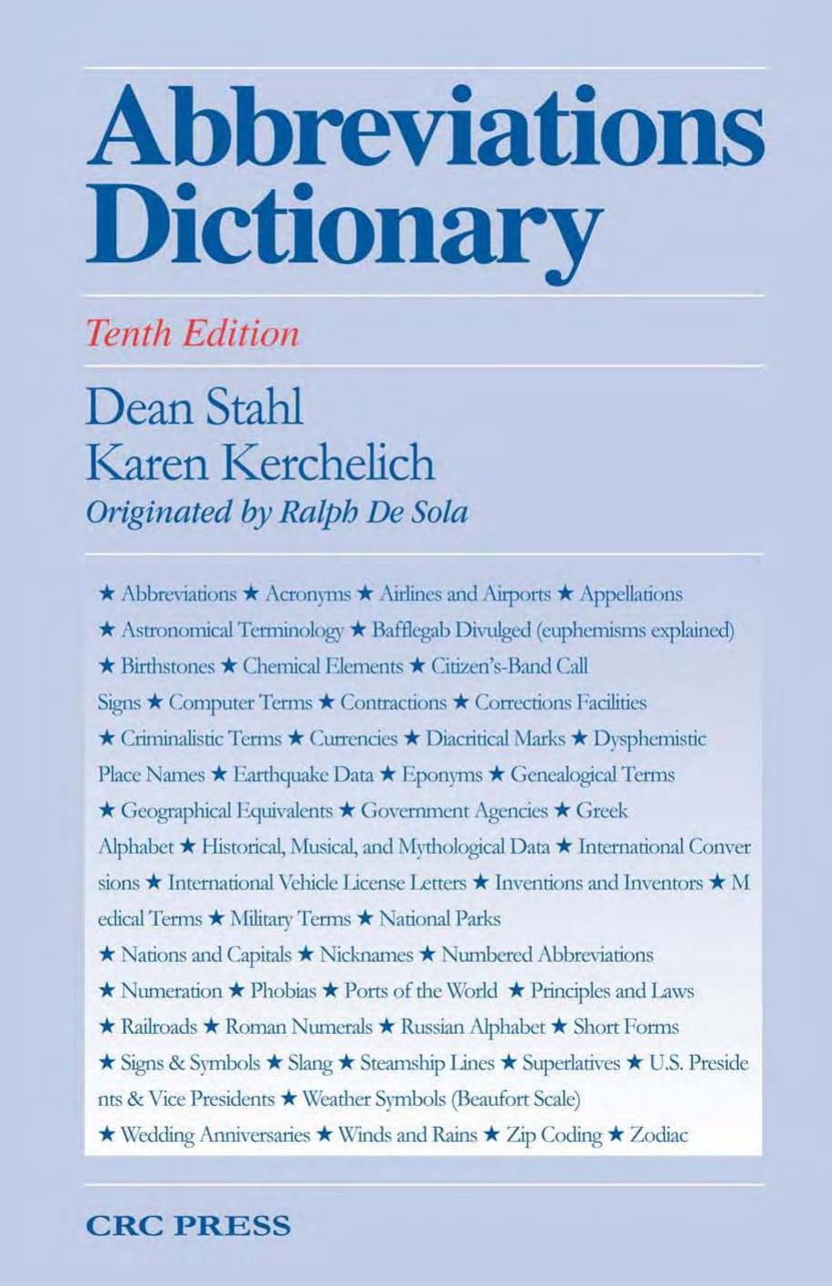 Abbreviations Dictionary, Tenth Edition