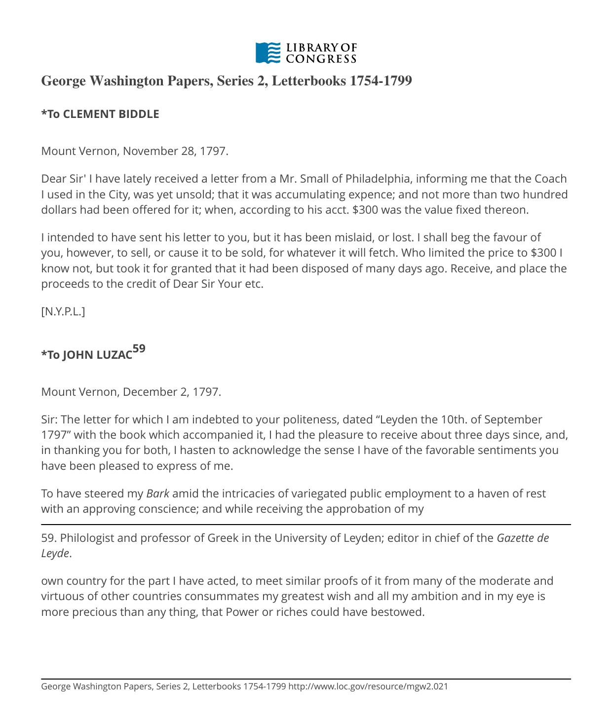 George Washington Papers, Series 2, Letterbooks 1754-1799