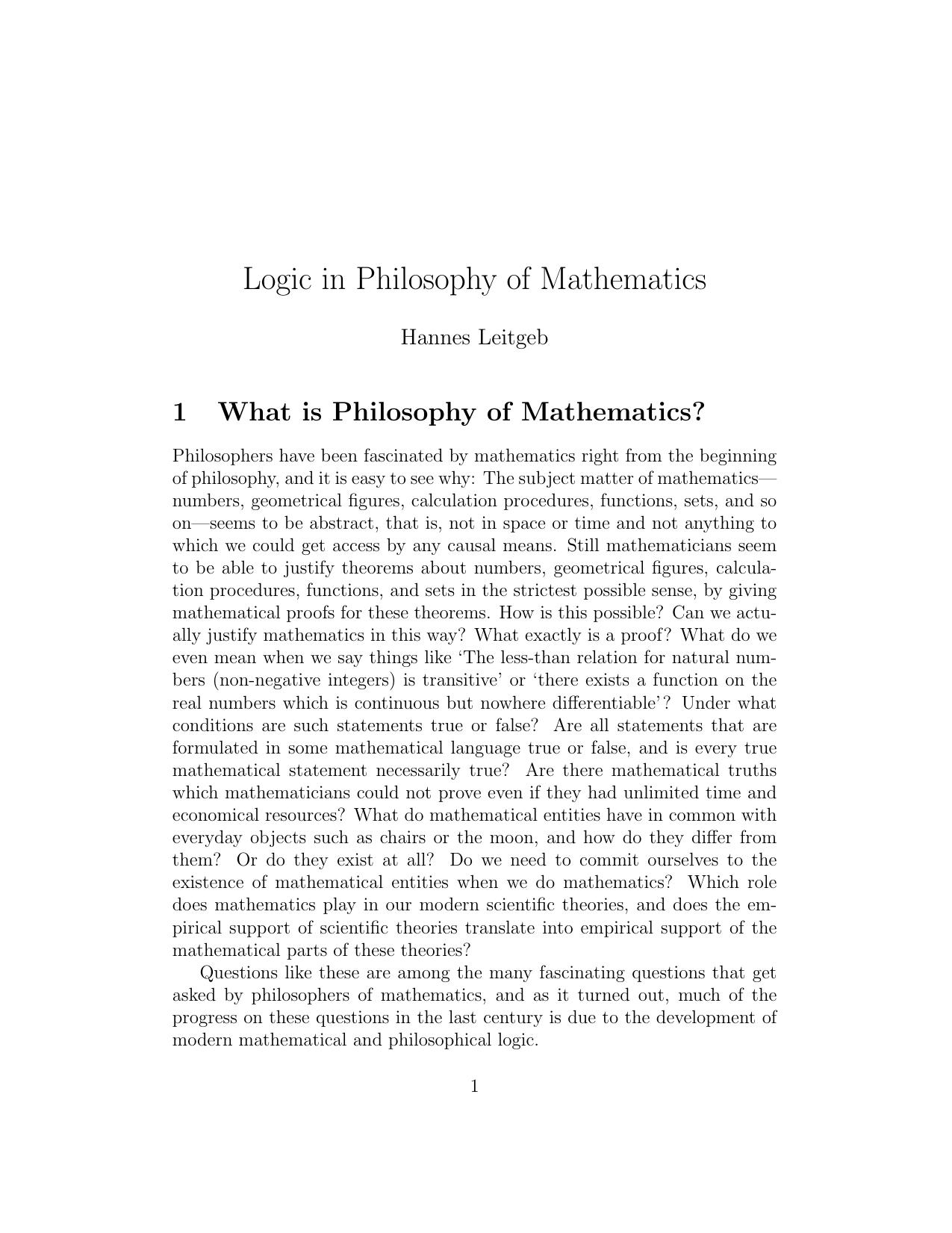 Logic and Philosophy of Mathematics - Paper