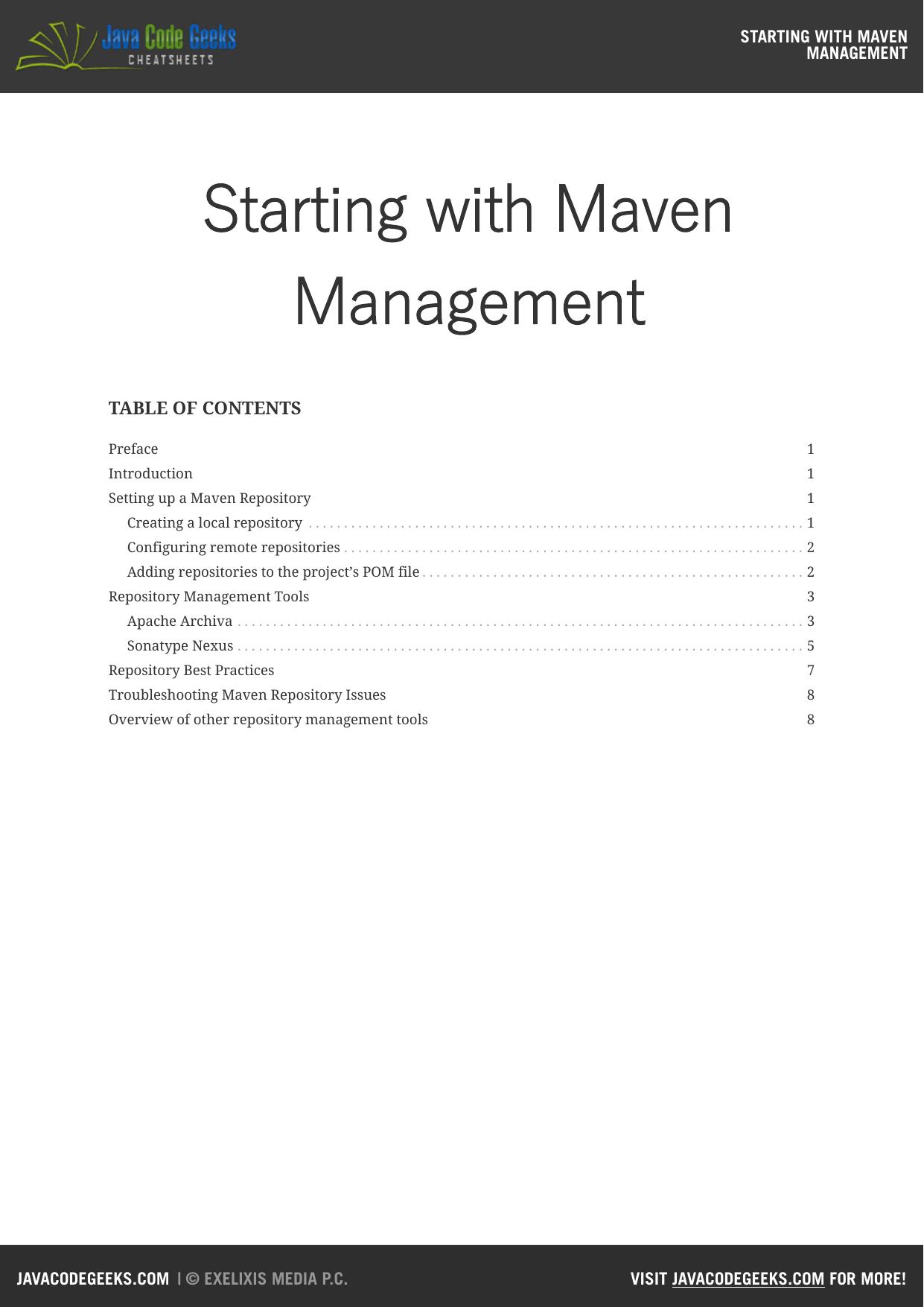 Starting with Maven Management Cheatsheet