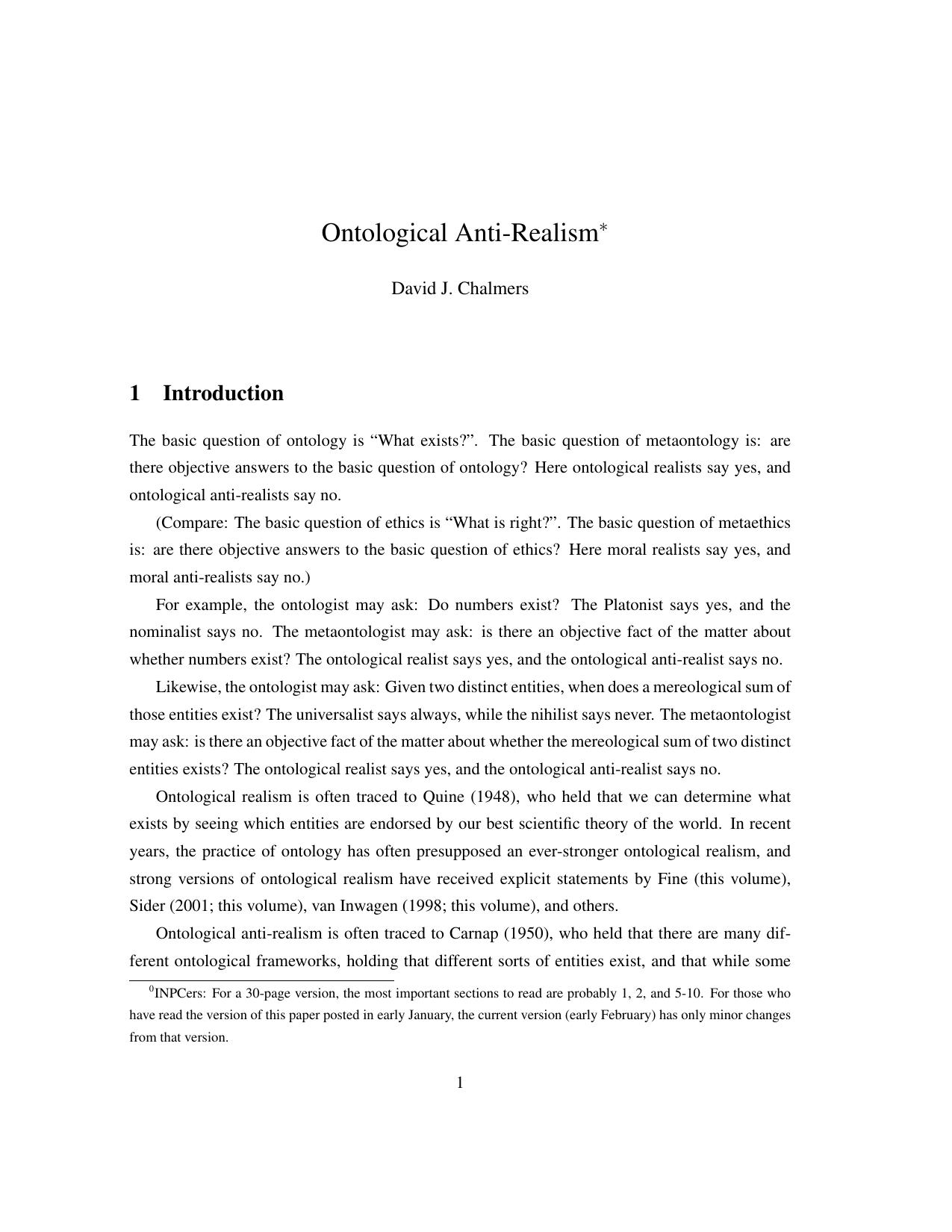 Ontological Anti-Realism (Essay)