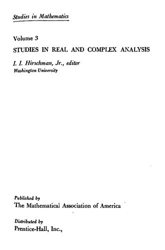 Studies in Real and Complex Analysis