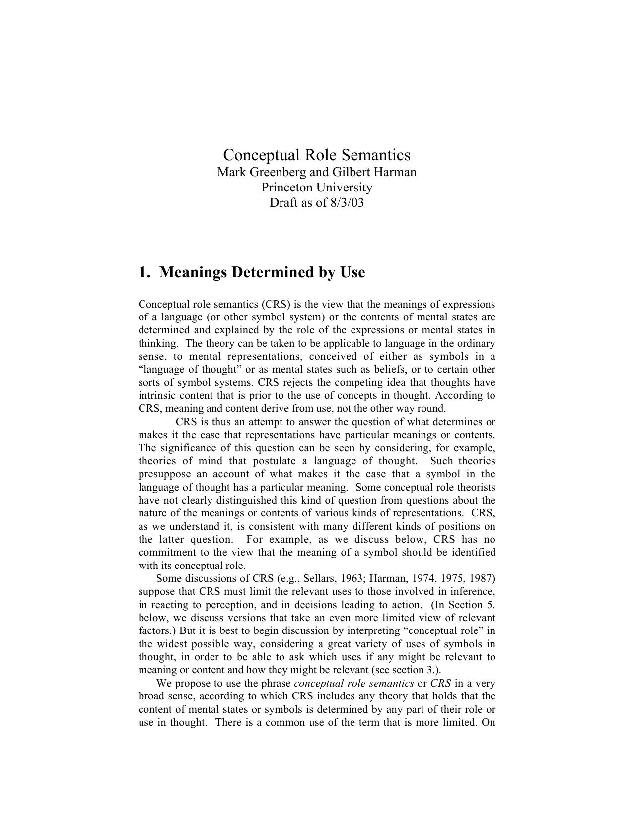 The Oxford Handbook of Philosophy of Language - Greenberg Harman - Conceptual Role Semantics - Paper